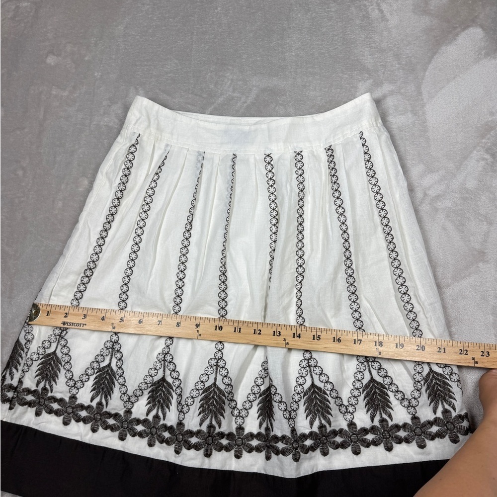 Ann Taylor Factory Boho A Line Cotton Embroidered Floral White Brown Skirt 0 - Picture 9 of 15